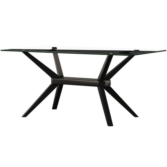 Uptown Club Vanora 63" Contemporary Glass Top Dining Table in Dark Walnut