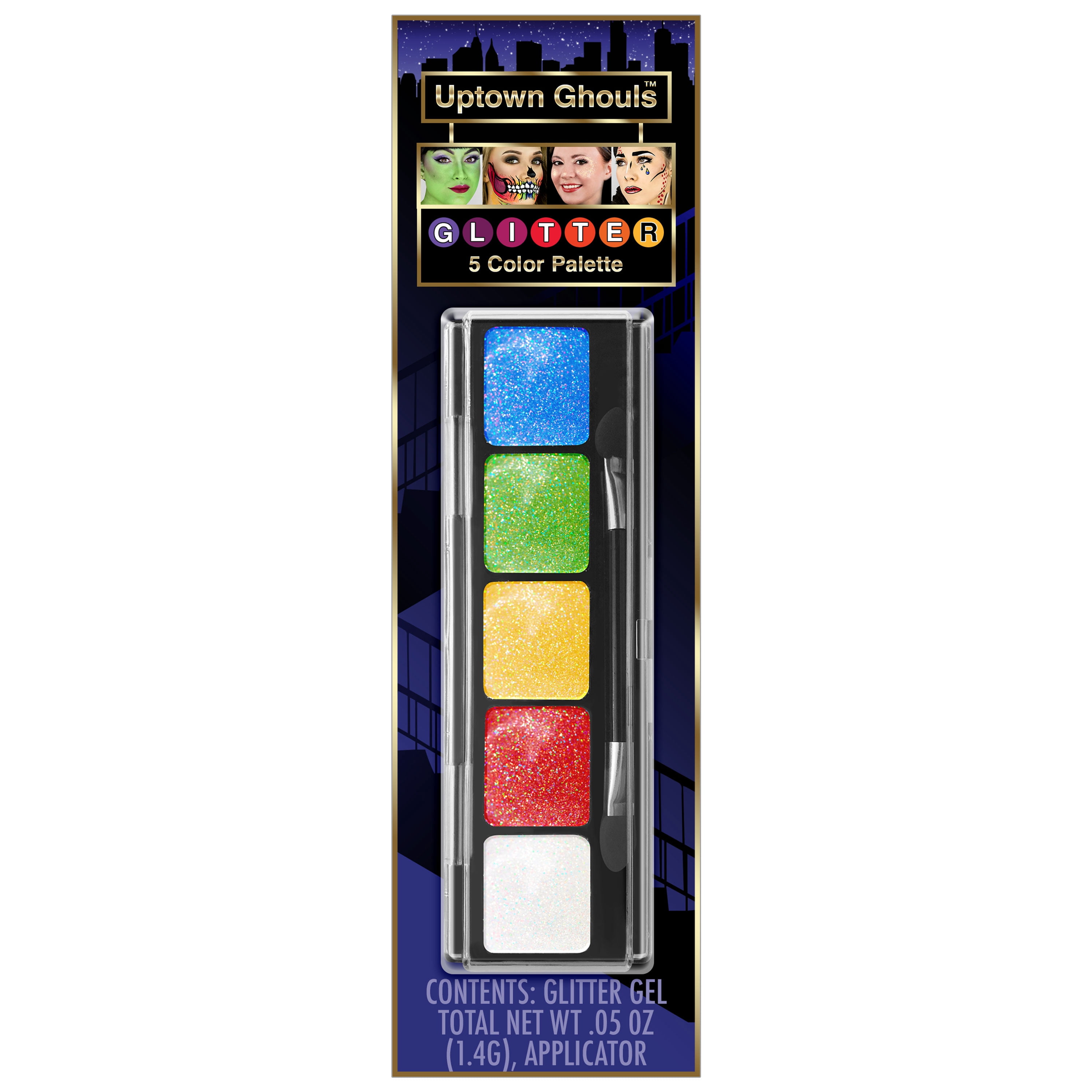 Uptown Ghouls 5 Color Glitter Makeup Palette by Woochie, Halloween Glam Kit