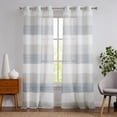 thumbnail image 1 of Uptown Home Gray and Smoke Blue Color Block Rustic Window Sheer Curtain Panel for Bedroom/Living Room Linen Texture Farmhouse Drapes, Grommet Top, 40"x84"x2, 1 of 5