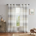 thumbnail image 1 of Uptown Home Gray Tan Color Block Rustic Window Sheer Curtain Panel for Bedroom/Living Room Linen Texture Farmhouse Drapes, Grommet Top, 40"x84"x2, 1 of 5