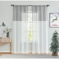 thumbnail image 1 of Uptown Home Gray White Color Block Sheer Farmhouse Window Curtain Panels for Living Room Linen Drape Treatment with Rod Pocket for Bedroom, 50"x84"x2, 1 of 6