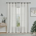 thumbnail image 1 of Uptown Home Gray White Stripe Sheer Window Curtain Panels for Living Room Farmhouse Yarn Dyed Linen Filtering Light Rod Pocket Bedroom Drapes, 50"x 84"x2, 1 of 6
