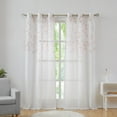 thumbnail image 1 of Uptown Home Leaf Metallic Sheer Farmhouse Coral Red Floral Metallic Leaves Curtains, 40"x63", 2 Panels, 1 of 6