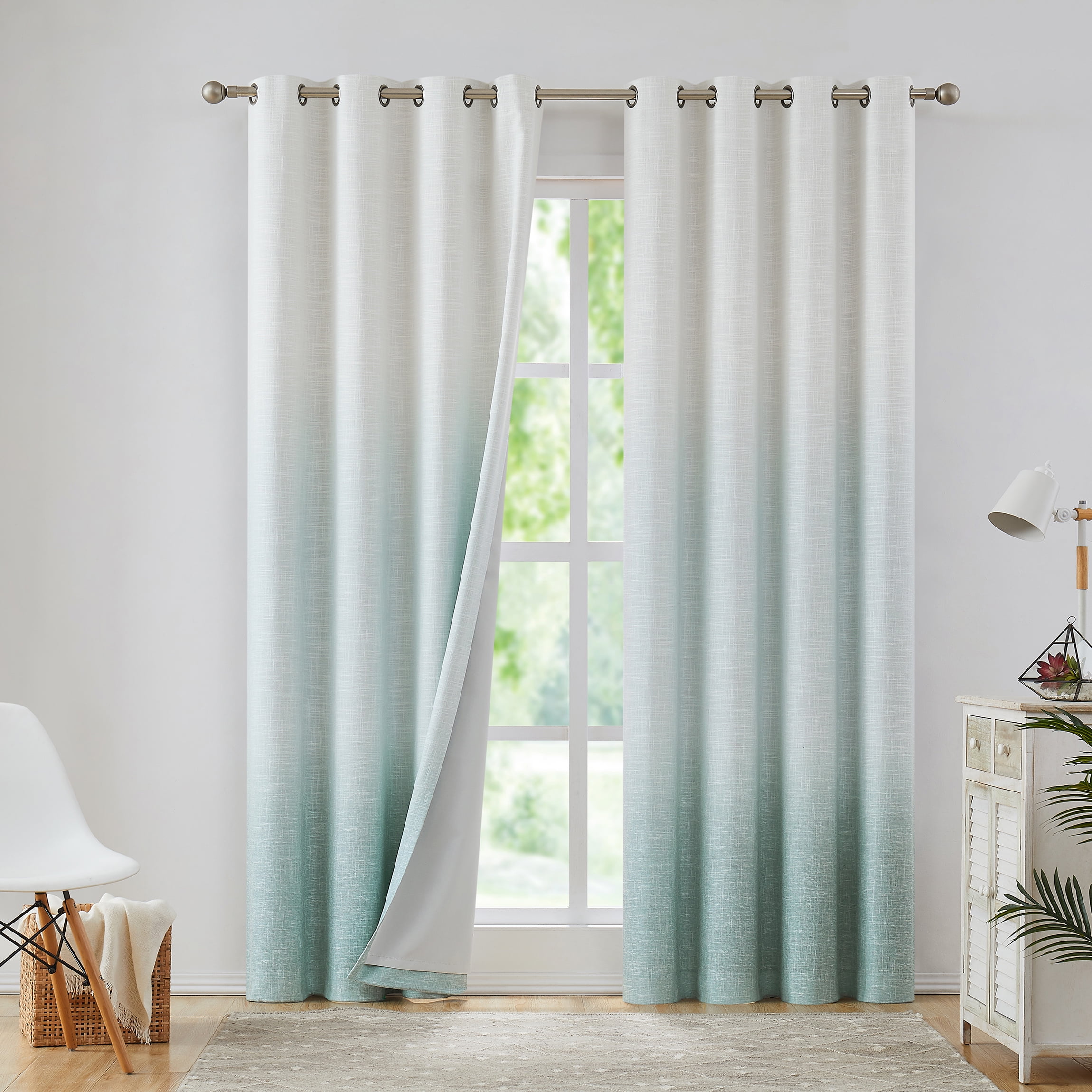 Uptown Home Ombre Full Blackout Curtain Panels Noise Reducing Window Treatment Drapes for
