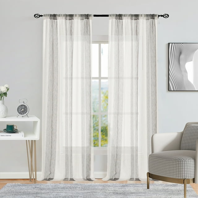 Uptown Home Semi Sheer Stripe Rustic Window Curtain Panels Provide Privacy for Bedroom Living