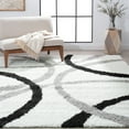 thumbnail image 1 of Uptown Shag Contemporary Shag Thick White and Silver Indoor Area Rug, 6.7' x 9', 1 of 7