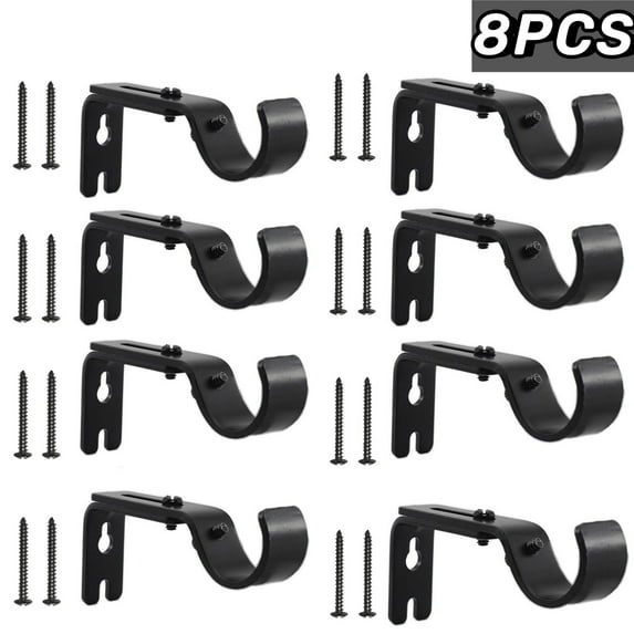 Uptyia Curtain Rod Brackets Curtain Rod Hooks Heavy Duty Black Adjustable Curtain Rod Holders