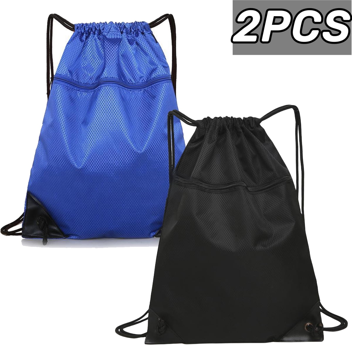 Uptyia Drawstring Backpack Waterproof Draw String Bag with Zip Pockets
