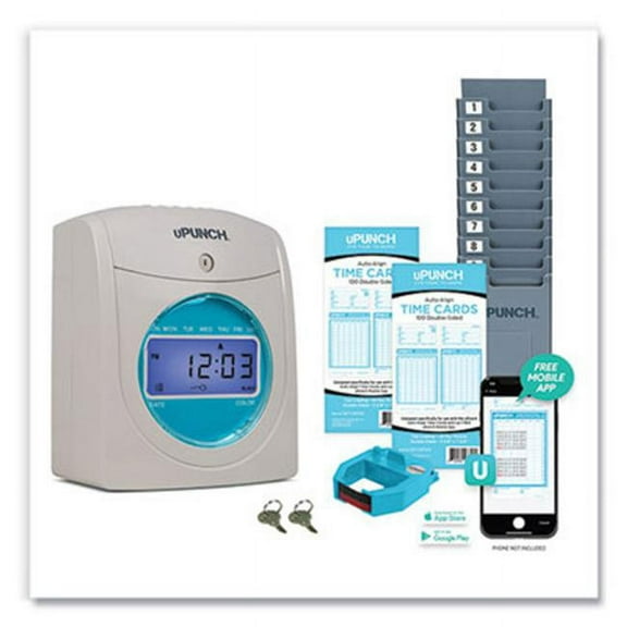 Digital Auto-Align Punch Time Clock Bundle Digital Display White SB1200