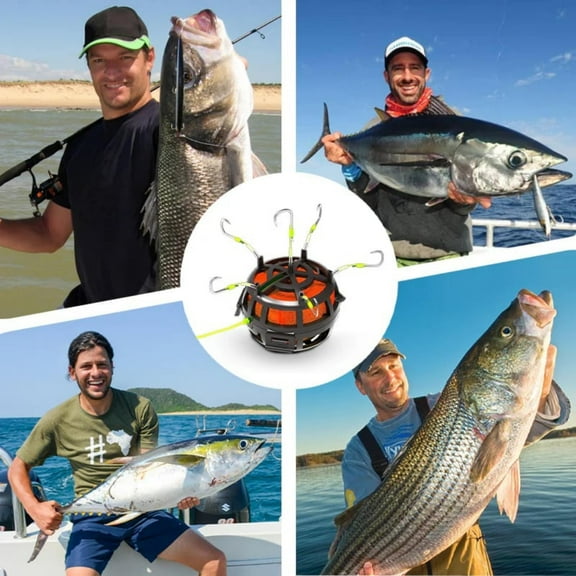 Upward Fishing Bait Cage, Stainless Steel Catfish Hook, Built-in Sinker Rig, for Saltwater Bottom Fishing