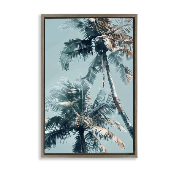 Stupell Industries Upward Palms Perspective Brown Framed Floater Canvas Wall Art, design by LSR Design Studio, 25 x 17