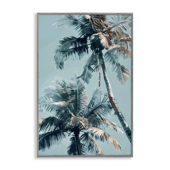 Stupell Industries Upward Palms Perspective Gray Framed Giclee Art, design by LSR Design Studio, 18 x 12
