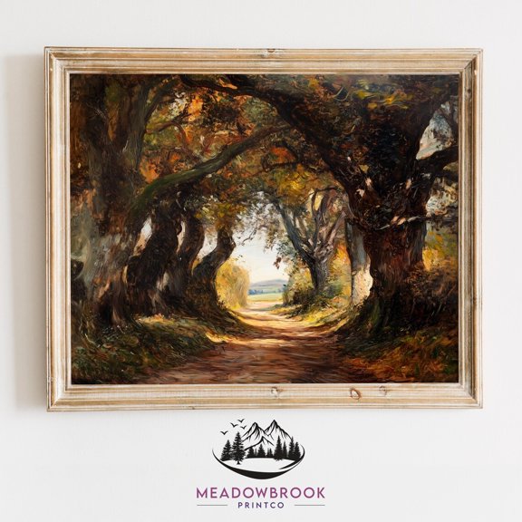 Upward View Autumn Maple Tree Canopy Vibrant Fall Art Rustic English Country Lane Serene Fall Landscape, UNFRAMED Size 30x30