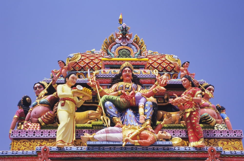 Upward view of Sri Krishnan Temple Singapore Canvas Art - Richard Maschmeyer Design Pics (19 x 12)