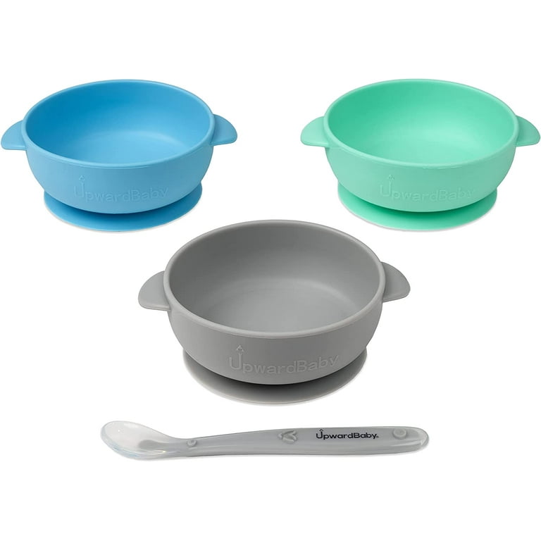 UpwardBaby Bowls With Guaranteed Suction - Perfect First Stage Self Feeding  Set With Spoon Inlcuded