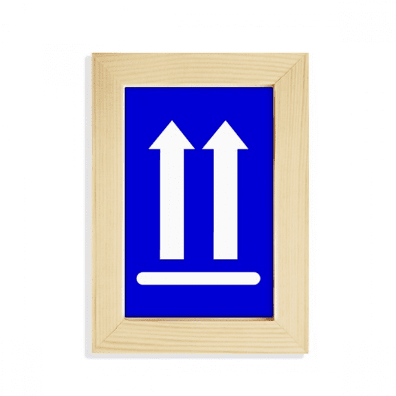 Upwards Blue Square Warning Mark Desktop Display Photo Frame Picture Art Painting 5x7 inch