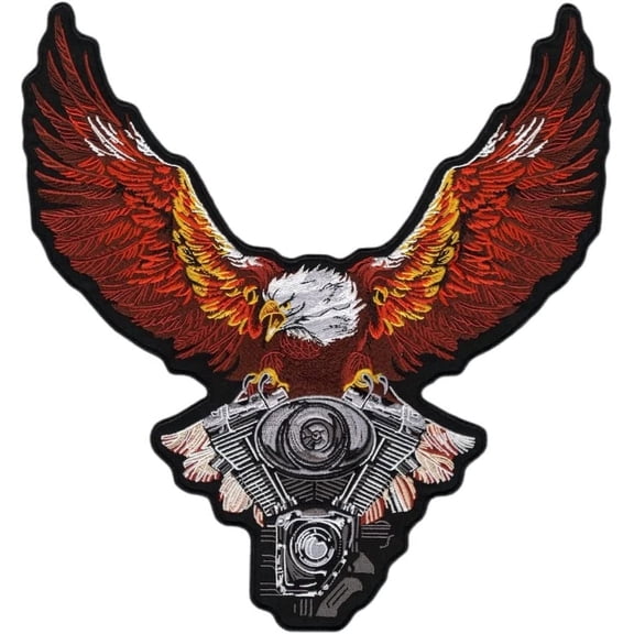 Upwing Eagle Engine Patch 12" | Freedom Patriotic Military | Large Embroidered Iron On - by Nixon Thread Co.