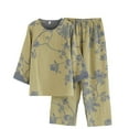 thumbnail image 1 of Uqiangy 2 Piece Sets For Women Womens Travel Outfit For Airplane Long Sleeve Pajamas For Women Comfy Sets For Women Clothing Athleisure Sets Women Womens Lounge Set Long Sleeve Pajama Set Yellow XL, 1 of 4
