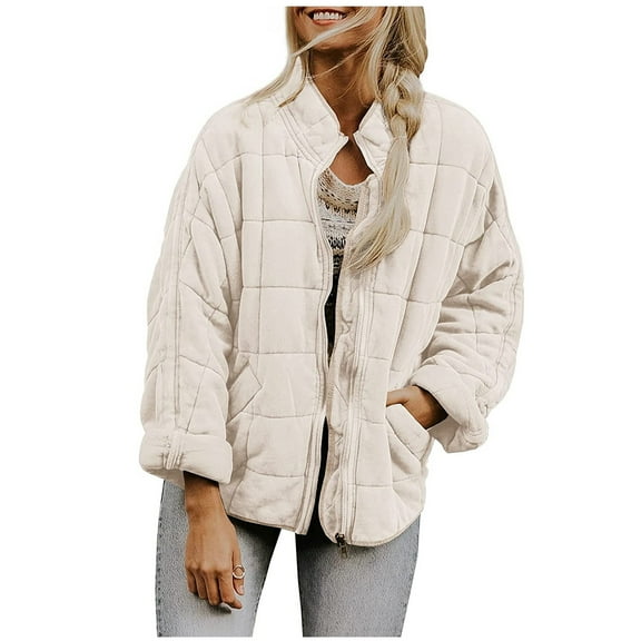 Uqiangy Barn Jackets For Women 2025 Women'S 2025 Jackets Quilted Jacket 2025 Fall Trendy Long Sleeve Women'S Cotton Coatjacket Loose Solid Color Jacket For Women Quilt Jacket