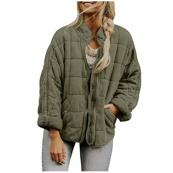 Uqiangy Barn Jackets For Women 2025 Women'S 2025 Jackets Quilted Jacket 2025 Fall Trendy Long Sleeve Women'S Cotton Coatjacket Loose Solid Color Jacket For Women Quilt Jacket