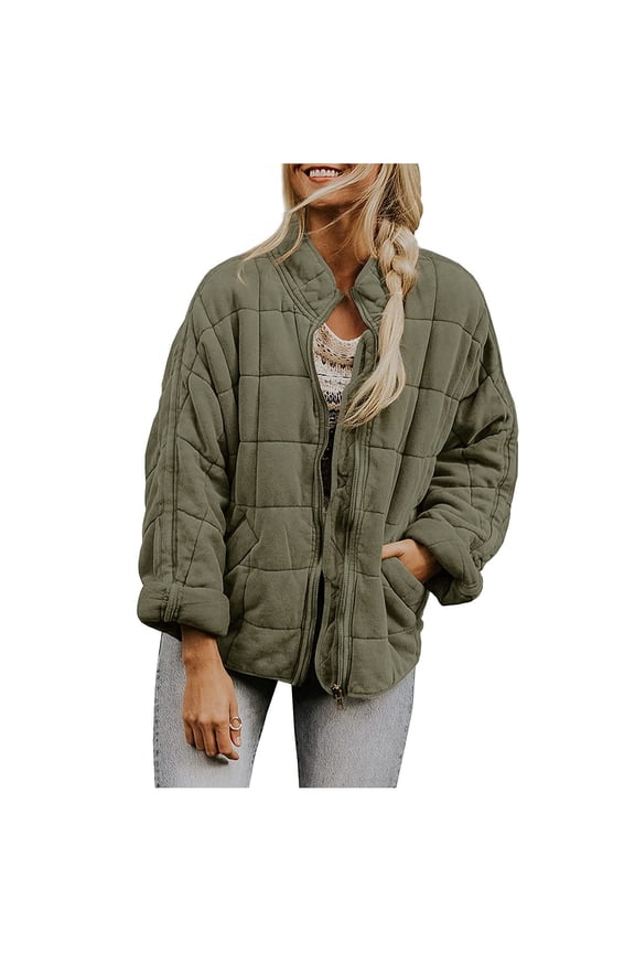 Barn Jackets For Women 2025 Women'S 2025 Jackets Quilted Jacket 2025 Fall Trendy Long Sleeve Women'S Cotton Coatjacket Loose Solid Color Jacket For Women Quilt Jacket