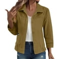 thumbnail image 1 of Uqiangy Blue Jean Jackets for Women Plus Size Plus Size Denim Jacket Fall Sweatshirt Women's Spring Jacket Fall Jackets for Women 2025 Oversized Casual Loose Solid Fall Essentials Bronze 2XL, 1 of 9