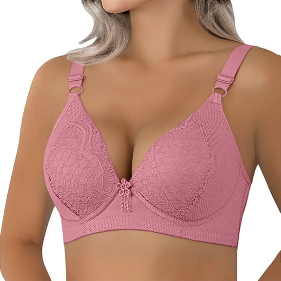 Uqiangy Breast Reduction Bra Bras for Women Lace Sports Bras for Women Bra for Plus Size Women Plus Size Push Up Bras for Women Pushup Bra No Underwire Pink 2XL