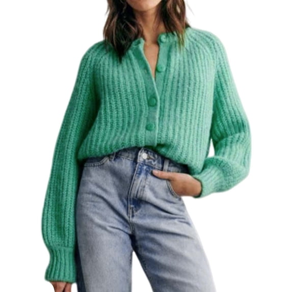 Uqiangy Cable Knit Cardigan Open Sweaters For Women Oversized Casual Loose Solid Fall Sweaters For Women 2025 Plus Size Soft Sweatshirts For Women Fall Sweatshirt Warm Sweaters For Women Green XL