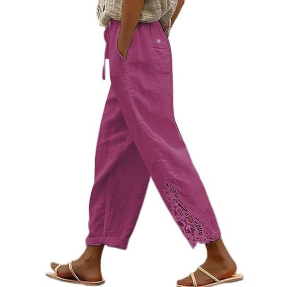Uqiangy Capri Linen Pants For Women Summer Pants For Women Women's Pants & Capris Womens Seersucker Pants Capris Pants For Women Summer Pants For Women 2025 Linen Pants For Women Wine M
