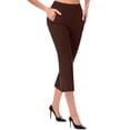 thumbnail image 1 of Uqiangy Capri Pants for Women Dressy Pull On Stretch High Waisted Crop Work Leggings with Pockets igh Waisted Pull On Dress Pants Slim Straight Leg Stretchy Waist Capris Trousers Pants Brown XL, 1 of 6