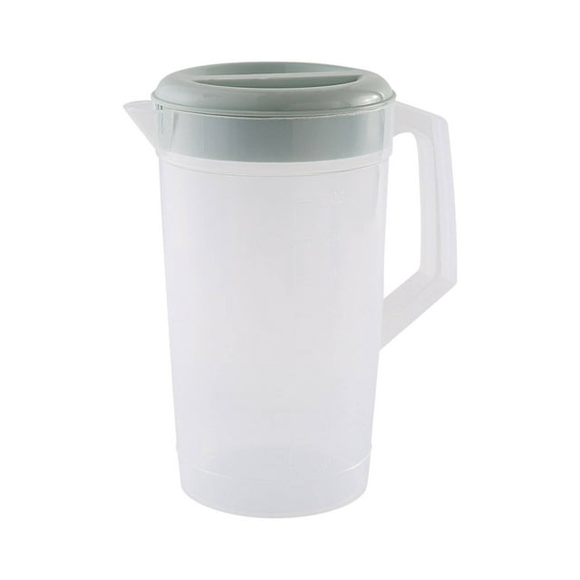 Uqiangy Clear Round Plastic Pitcher, Dishwasher Proof with Lid, Spout, and Handle for Easy Pouring