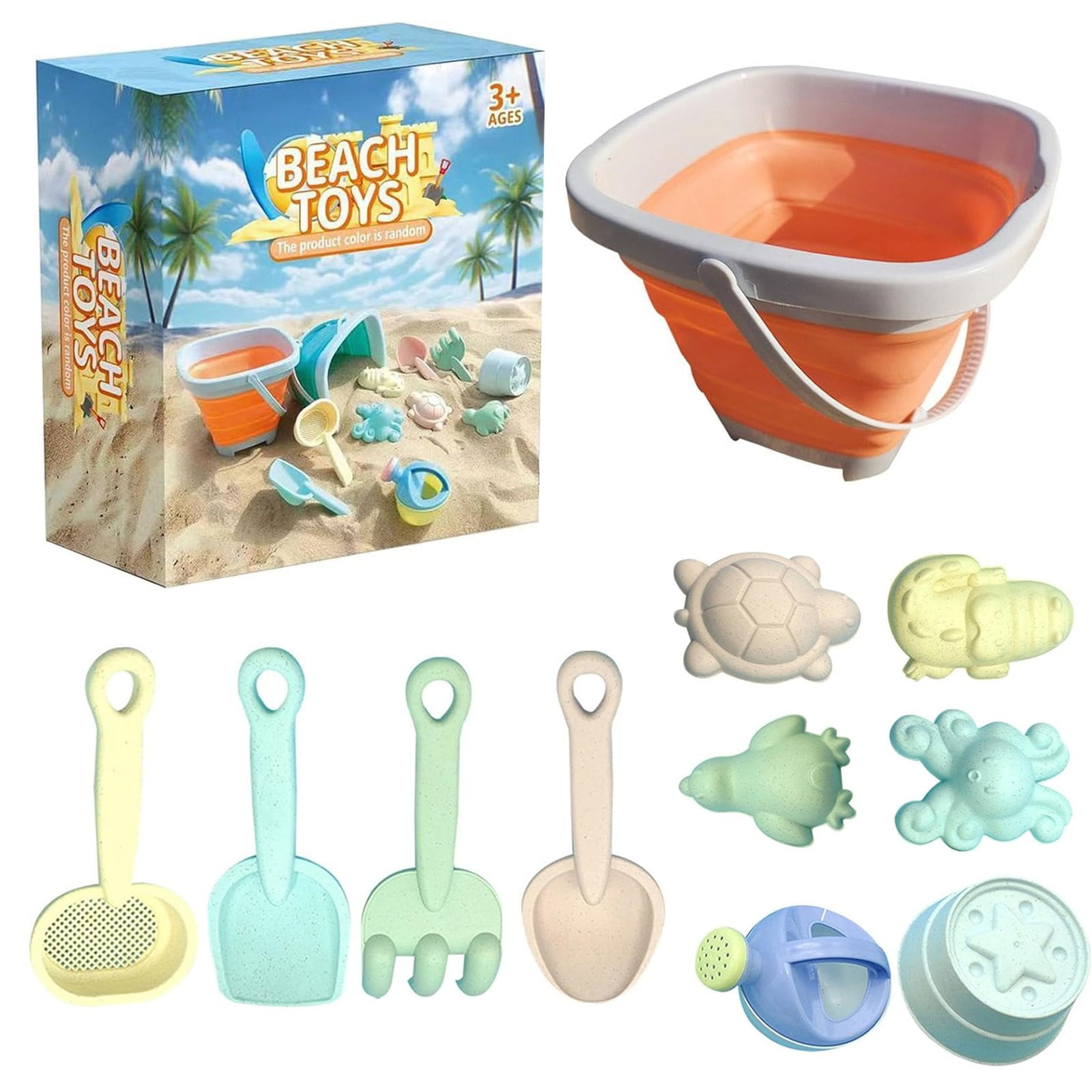 Uqiangy Collapsible Beach Toys Set Collapsible Sand Bucket and Shovels