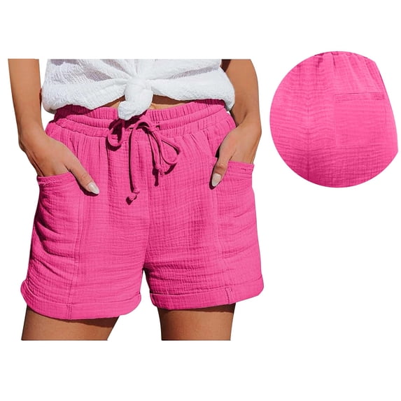Uqiangy Cotton Linen Shorts For Women Womens Shorts Linen Women's Elastic High Waisted Track Shorts Gauze Shorts For Women Linen Shorts For Women Linen Shorts Women High Waisted Linen Shorts 3XL