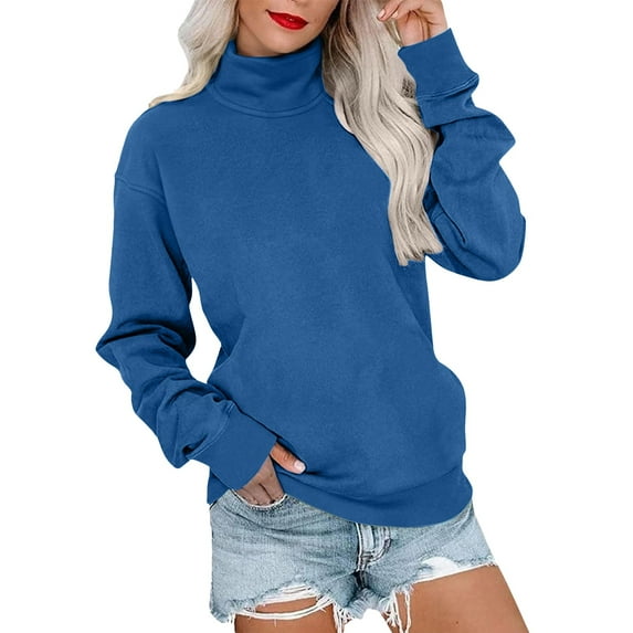 Uqiangy Crewneck Sweatshirts Women Personalized Pullover Tops Womens Pullover Women's Clothing Solid Color Hoodies Oversized Sweatshirt Women's Clothing Blue M