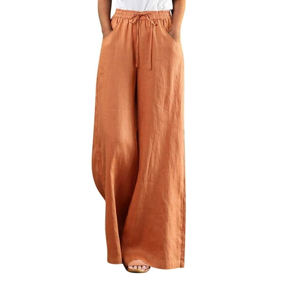 Uqiangy Early Fall Fashion Workout Sweatpants Women Casual Pants For Women Fashion Pants Women'S Wide Leg Sweatpants High Waist Wide Leg Pants For Women Petite Pants For Women Petite Length Orange L