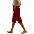 thumbnail image 1 of Uqiangy Elastic Waist Pants For Women Summer Pants For Women 2025 Cotton Linen Capris For Women Lightweight Summer Pants Women Linen Pants Women Summer Pants For Women Womens Seersucker Pants Red 2XL, 1 of 7