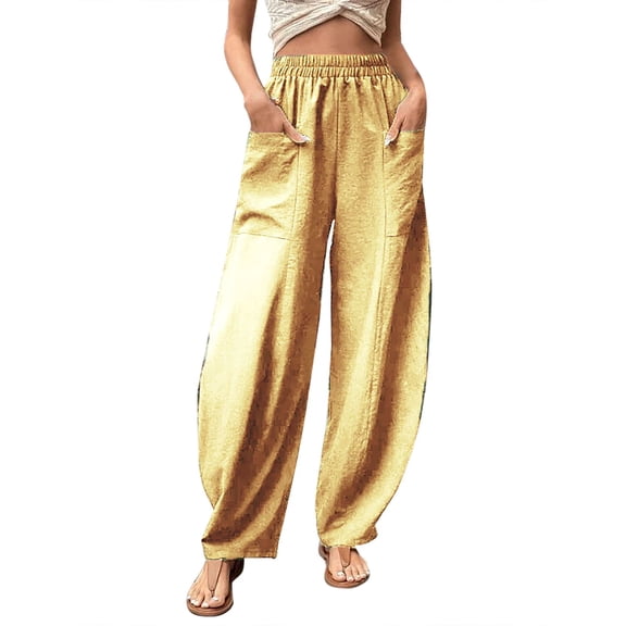 Uqiangy Exercise Pants For Women Casual Pants For Women Floral Palazzo Pants For Women Wide Leg Yoga Pants For Women Travel Pants Women Petite Womens Pants Casual Wide Leg Yoga Pants Yellow L