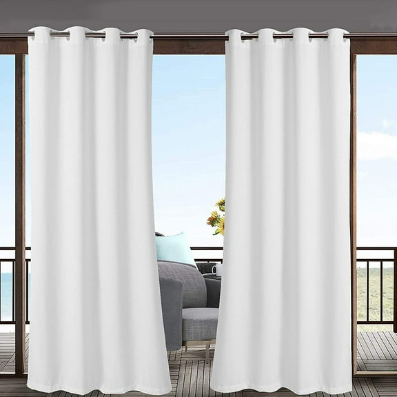 Uqiangy Extra Wide Outdoor Curtains Waterproof Privacy Outside Curtains for Porch, Pergola, Gazebo, Pavilion, 1 Panel, 52 x 54 inch (White)
