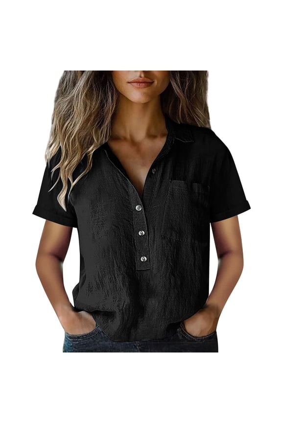 Gauze Tops For Women Summer Button-Up Gauze Tops Gauze Top Linen Tops For Women Gauze Tops For Women Cotton Linen Shirts For Women Gauze Shirts For Women Black S