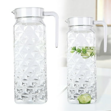 Uqiangy Glass&Bottle,Beverage Pitcher Hot Cold Pitcher Iced Tea Spout Cold Water Pitcher with Handle Indoor Outdoor Jug with Lid Cafe Juice Jug