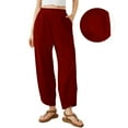 thumbnail image 1 of Uqiangy Harem Pants Women with Pockets Pants for Women Barrel Leg Sweatpants Women Elastic Waist Pants for Women Sweatpants Women Boho Pants for Women Barrel Pants Red 3XL, 1 of 9