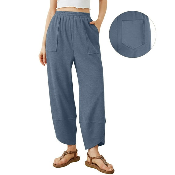 Uqiangy Harem Pants Women with Pockets Pants for Women Barrel Leg Sweatpants Women Elastic Waist Pants for Women Sweatpants Women Boho Pants for Women Barrel Pants Sky Blue L