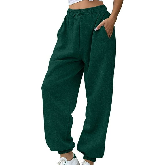 Uqiangy Jogging Pants for Women Petite Sweatpants for Women Straight Sweatpants Women Gym Pants Women Wide Leg Joggers Harem Pants Women with Pockets Women's Athletic Sweatpants Green L