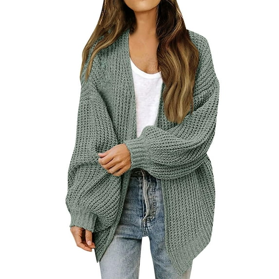 Uqiangy Long Sweaters For Women Cardigan Open Front Long Sleeve Button Up Sweater Chunky Knit Sleeveless Cardigan Women Knited Cardigan Open Front Knit Sweater Winter Clothing For Women Green 3XL