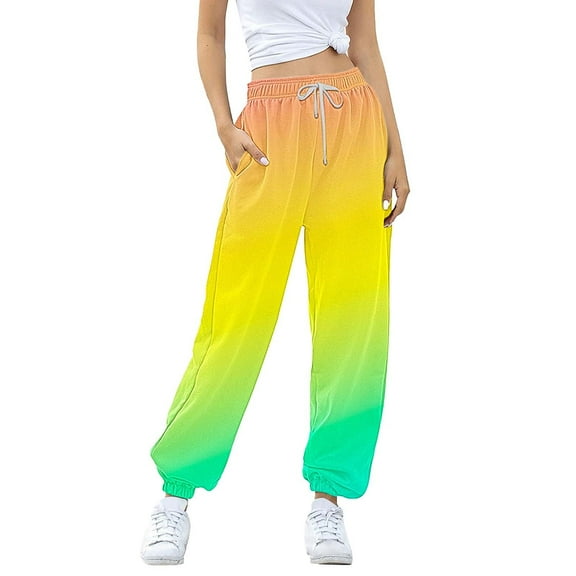 Uqiangy Palazzo Pants For Women Dressy Wide Leg Sweatpants Women Fashion Clothing Loose Fitting Pants For Women Women Pants Wide Leg Barrel Lounge Pants Floral Pants For Women Yellow S