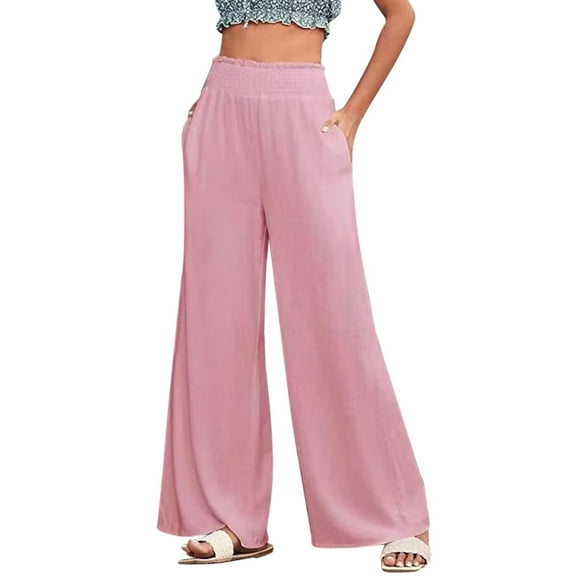 Uqiangy Petite Pants For Women Petite Length Wide Leg Sweatpants High Waisted Sweatpants For Women High Waisted Wide Leg Pants Loose Fitting Pants For Women Floral Pants For Women Pink 2XL