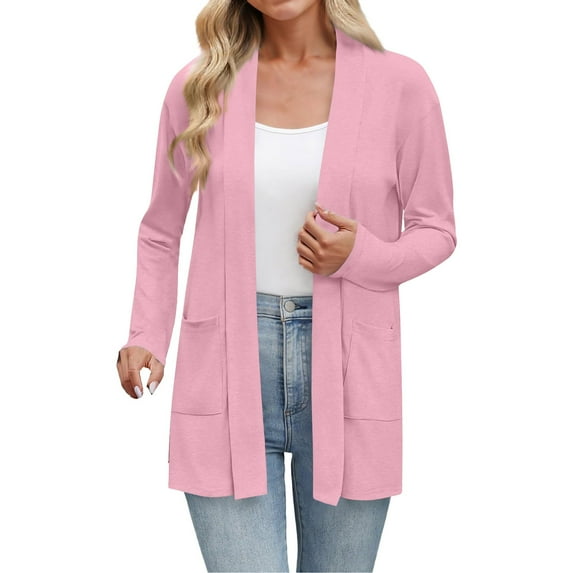 Uqiangy Pull Over Sweaters Womens Short Cardigans For Women Ladies Sweaters Crochet Tops For Women Women'S Long Sleeve Soft Chunky Knit Sweater Open Front Cardigans Pink XL