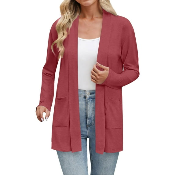 Uqiangy Pull Over Sweaters Womens Short Cardigans For Women Ladies Sweaters Crochet Tops For Women Women'S Long Sleeve Soft Chunky Knit Sweater Open Front Cardigans Red 2XL