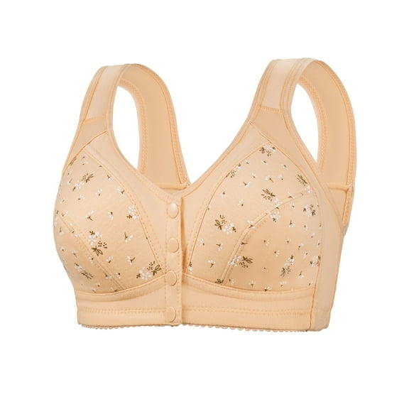 Uqiangy Pushup Bra No Underwire Plus Size Front Closure Bras Push Up Bralettes for Women Racerback Bras for Women Bras for Women Plus Size Front Close Bra Beige M