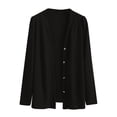thumbnail image 1 of Uqiangy Short Sleeve Button Up Sweater 2025 Fall Trendy Long Sleeve Ladies Cardigan Sweaters Fall Sweatshirt Long Sweaters For Women Cardigan Open Front Crochet Tops For Women Black L, 1 of 4